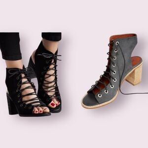 Jeffery Campbell for Free People Lace Up Block Heel Bootie Open Foot Peep Toe 8